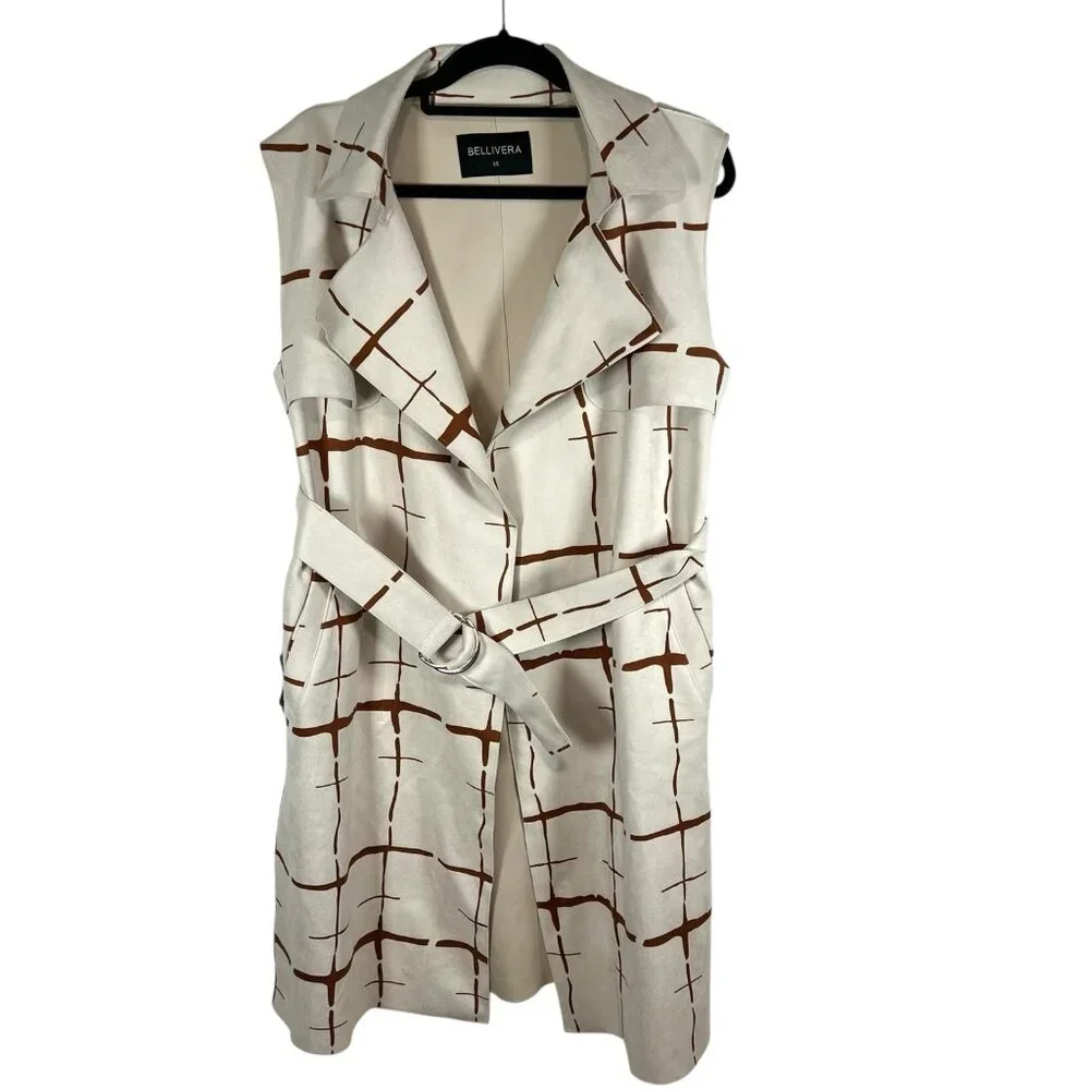 Bellivera Faux Suede Sleeveless Jacket With Belt NWT‎ Womens Size XS